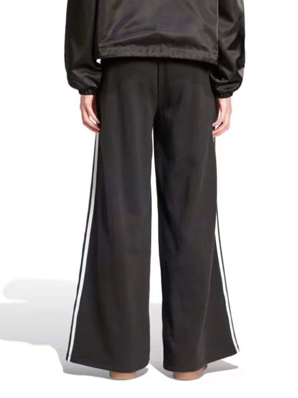 ADIDAS Adicolor 3-Stripes Loose French Terry Wide Leg Pants black w. white lines - Picture 5 of 5